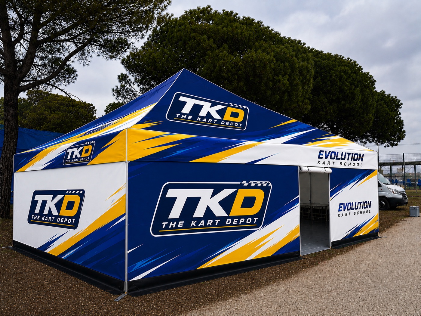 The Kart Depot / Evolution Kart School trackside event tent